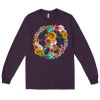 Plum floral peace sign with gemstone Long Sleeve Tee - Artiststas