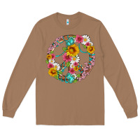 Toasted Coconut floral peace sign with gemstone Long Sleeve Tee - Artiststas