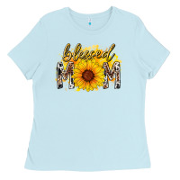 Baby Blue blessed mom sunflower Ladies Tee - RacoonDesign