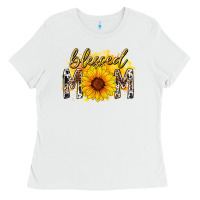 White blessed mom sunflower Ladies Tee - RacoonDesign
