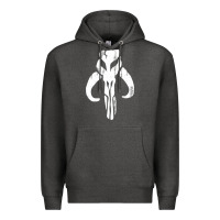 Charcoal Heather mandorian skull Premium Hoodie - artisFamous
