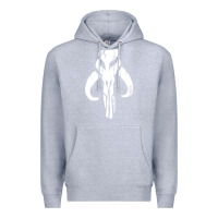 Heather Grey mandorian skull Premium Hoodie - artisFamous