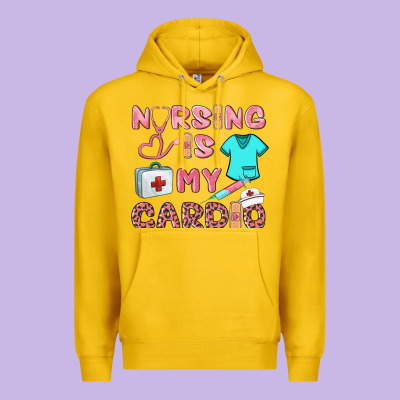 Nursing Is My Cardio Premium Hoodie Designed By Barkaloodesign