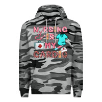 Slate Camo nursing is my cardio Premium Hoodie - BarkalooDesign