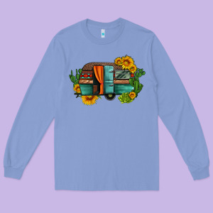 Caravan Sunflowers And Cactus Long Sleeve Tee Designed By Artiststas