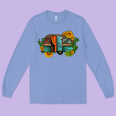 Caravan Sunflowers And Cactus Long Sleeve Tee Designed By Artiststas