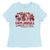 Baby Blue farm animals is my valentine Ladies Tee - RacoonDesign