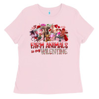Bubblegum Pink farm animals is my valentine Ladies Tee - RacoonDesign