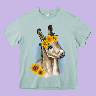 Sunflower Baby Donkey Heavy Core Tee Designed By Ranaportraitstore