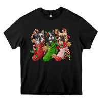 Black french bulldog with christmas socks Heavy Core Tee - FaDigitalArtStudio
