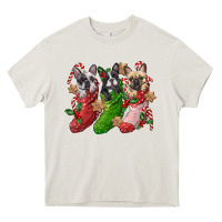 Cream french bulldog with christmas socks Heavy Core Tee - FaDigitalArtStudio