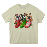 Mossy french bulldog with christmas socks Heavy Core Tee - FaDigitalArtStudio