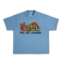 Pebble Blue Peace Love Stegosaurus Urban Heavy Tee - LillyAllenDesigns