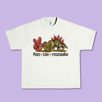 Peace Love Stegosaurus Urban Heavy Tee Designed By Lillyallendesigns