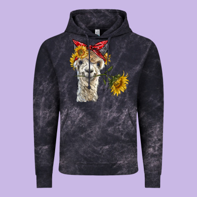 Alpaca With Sunflowers And Bandana Vintage Hoodie Designed By Barkaloodesign
