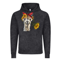Vintage Black alpaca with sunflowers and bandana Vintage Hoodie - BarkalooDesign