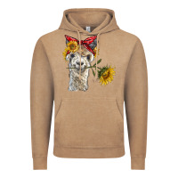 Vintage Coffee alpaca with sunflowers and bandana Vintage Hoodie - BarkalooDesign