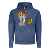 Vintage Denim alpaca with sunflowers and bandana Vintage Hoodie - BarkalooDesign