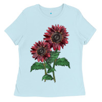 Baby Blue 2 Chocolate sunflower Ladies Tee - LillyAllenDesigns