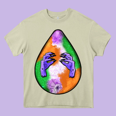 Halloween Hands Teardrop Heavy Core Tee Designed By Bundleandbundleshop