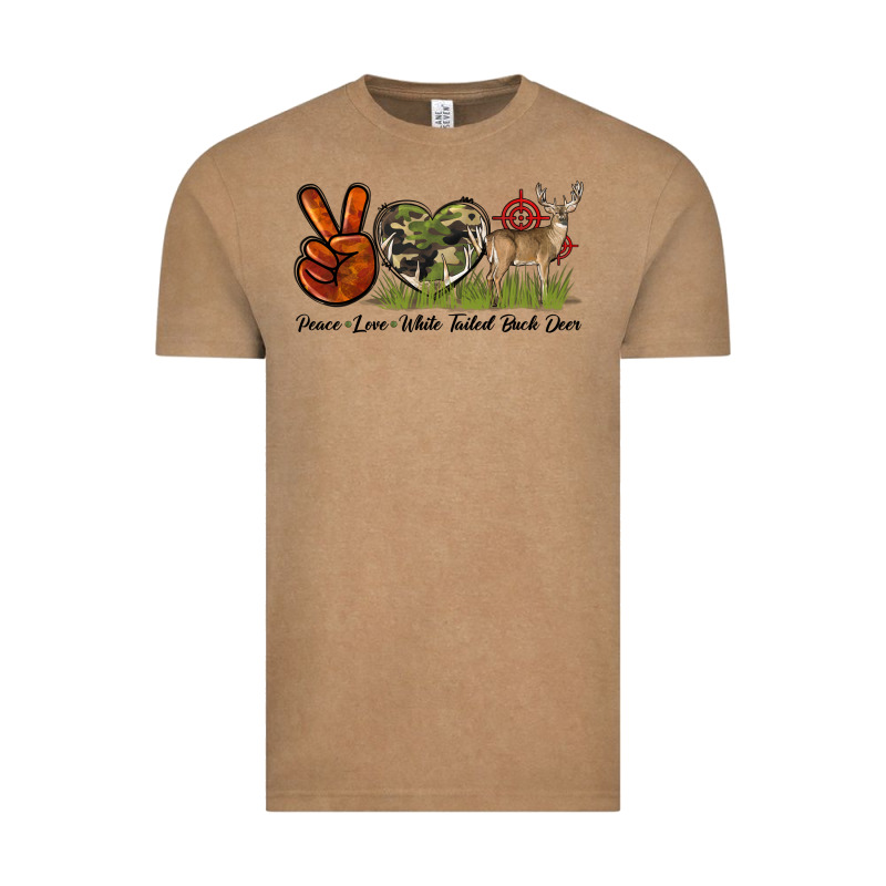 Peace Love White Tailed Buck Deer Vintage Tee by LillyAllenDesigns | Teevron