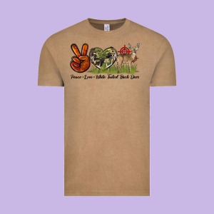 Peace Love White Tailed Buck Deer Vintage Tee Designed By Lillyallendesigns