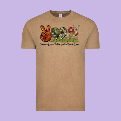 Peace Love White Tailed Buck Deer Vintage Tee Designed By Lillyallendesigns