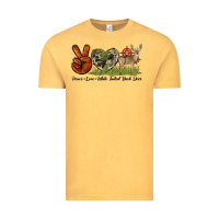 Vintage Mustard Peace Love White Tailed Buck Deer Vintage Tee - LillyAllenDesigns