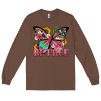 Chestnut be free with butterfly and cactus flowers Long Sleeve Tee - Artiststas