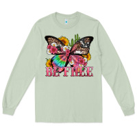Matcha be free with butterfly and cactus flowers Long Sleeve Tee - Artiststas