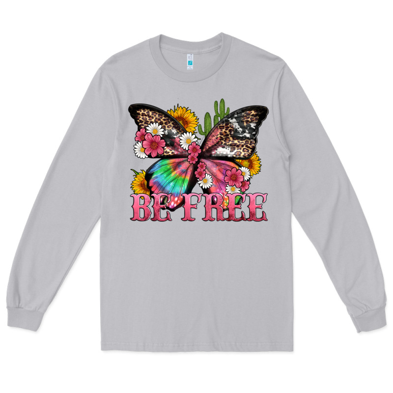 Be Free With Butterfly And Cactus Flowers Long Sleeve Tee by Artiststas | Teevron