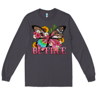 Smoke be free with butterfly and cactus flowers Long Sleeve Tee - Artiststas