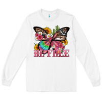 White be free with butterfly and cactus flowers Long Sleeve Tee - Artiststas