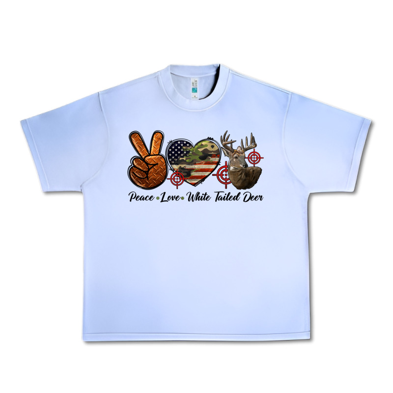 Peace Love White Tailed Deer Urban Heavy Tee by LillyAllenDesigns | Teevron