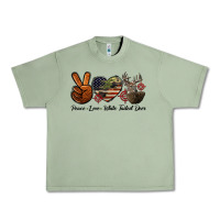 Oil Green Peace Love White Tailed Deer Urban Heavy Tee - LillyAllenDesigns