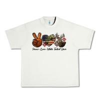 Pistachio Peace Love White Tailed Deer Urban Heavy Tee - LillyAllenDesigns