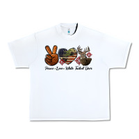 White Peace Love White Tailed Deer Urban Heavy Tee - LillyAllenDesigns