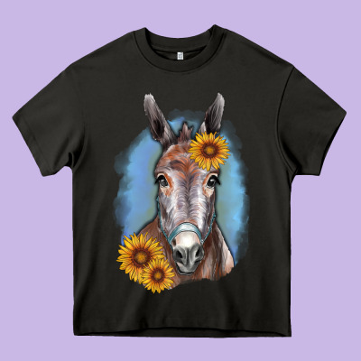 Sunflower Donkey Heavy Core Tee Designed By Ranaportraitstore