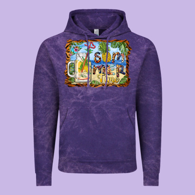 Summer Time Pineapple And  Beach Vintage Hoodie Designed By Barkaloodesign