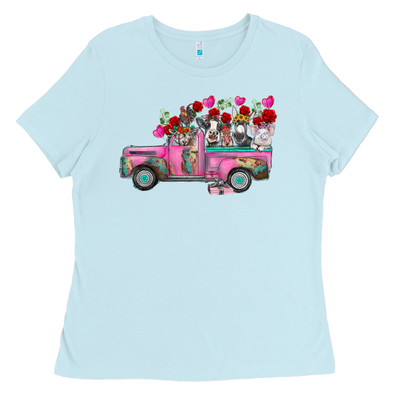 Farm Animals Valentine Truck Ladies Tee by RacoonDesign | Teevron