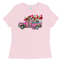 Bubblegum Pink farm animals valentine truck Ladies Tee - RacoonDesign
