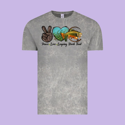 Peace Love Leaping Brook Trout Vintage Tee Designed By Lillyallendesigns