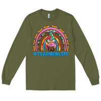 Army Green teacherlife and teacher gnome rainbow Long Sleeve Tee - Artiststas