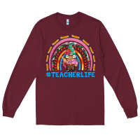 Burgundy teacherlife and teacher gnome rainbow Long Sleeve Tee - Artiststas