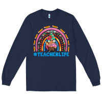 Navy teacherlife and teacher gnome rainbow Long Sleeve Tee - Artiststas