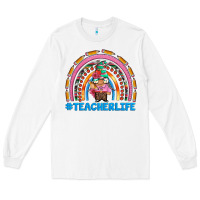 White teacherlife and teacher gnome rainbow Long Sleeve Tee - Artiststas