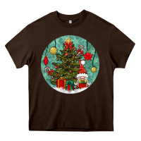 Chocolate Brown christmas tree and gnome Heavy Core Tee - BundleAndBundleShop