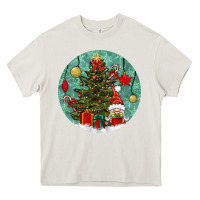 Cream christmas tree and gnome Heavy Core Tee - BundleAndBundleShop