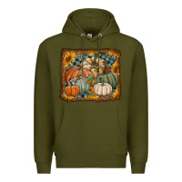 Army Green pumpkins with sunflowers Premium Hoodie - RanaPortraitStore