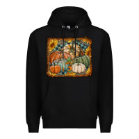 Black pumpkins with sunflowers Premium Hoodie - RanaPortraitStore